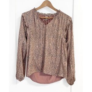 Anthropologie Dolan Dusty Pink Miramar Leopard Print Blouse XS